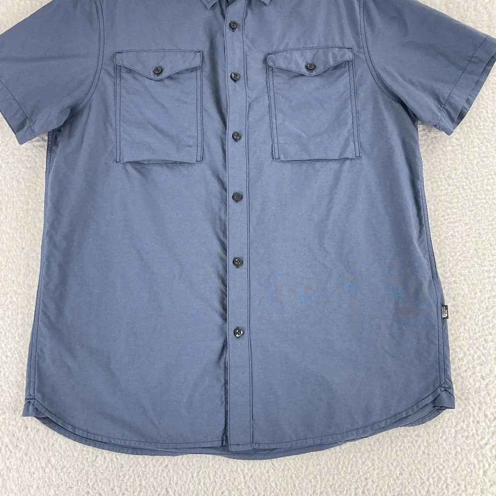 The North Face Button-Up Shirt Mens Size Large Blue‎ Short Sleeve Pocket Casual